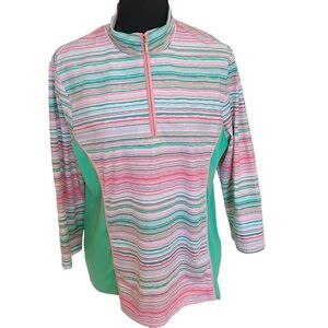 Ruby Rd Womens Activewear Athletic Pink Green Top Large
